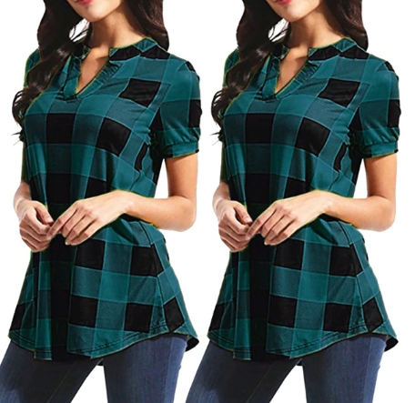 Plaid Print Loose Top