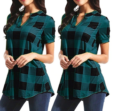 Plaid Print Loose Top