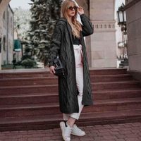 Long Hooded Knitted Cardigan