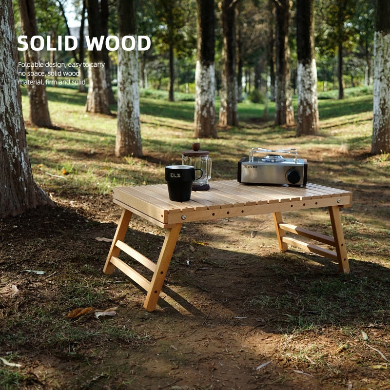 Outdoor Solid Wood Portable Folding Table