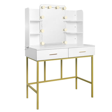 White Gold Dressing Table with Mirror