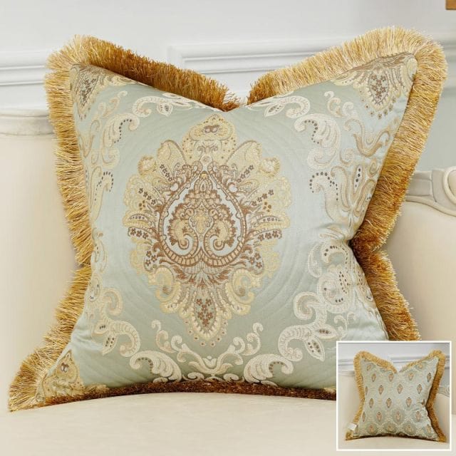 Luxury Gold Embroidery Cushion Covers With Tassels - east2cart.uk