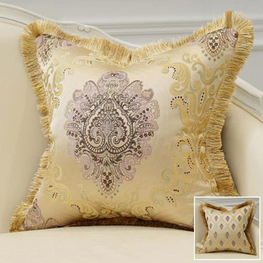 Luxury Gold Embroidery Cushion Covers With Tassels - east2cart.uk