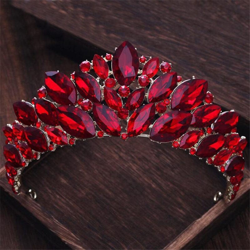 Luxury Princess Headdress Bride Tiara Crown Red Crystal Headbands Prom Party Wedding Accessories Bridal Hair Jewelry ornaments - east2cart.uk