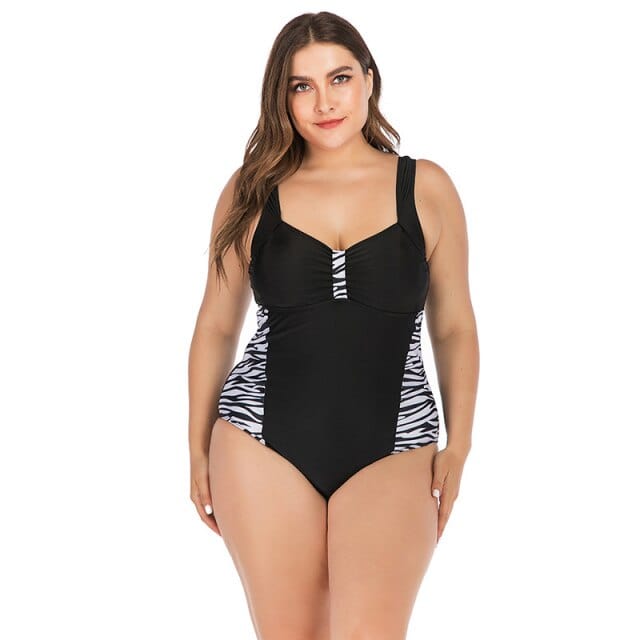 New Leopard/Zebra One Piece Swimsuit Push Up Big Breast Women Patchwork Bathing Suits Swimwear Monokini Plus Size L-5XL - east2cart.uk