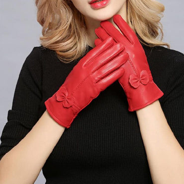Women Genuine Leather Winter Warm Glove Ladies Real Sheep Leather Gloves Girls Driving Fashion Female Luxury Wool lined Gloves - east2cart.uk