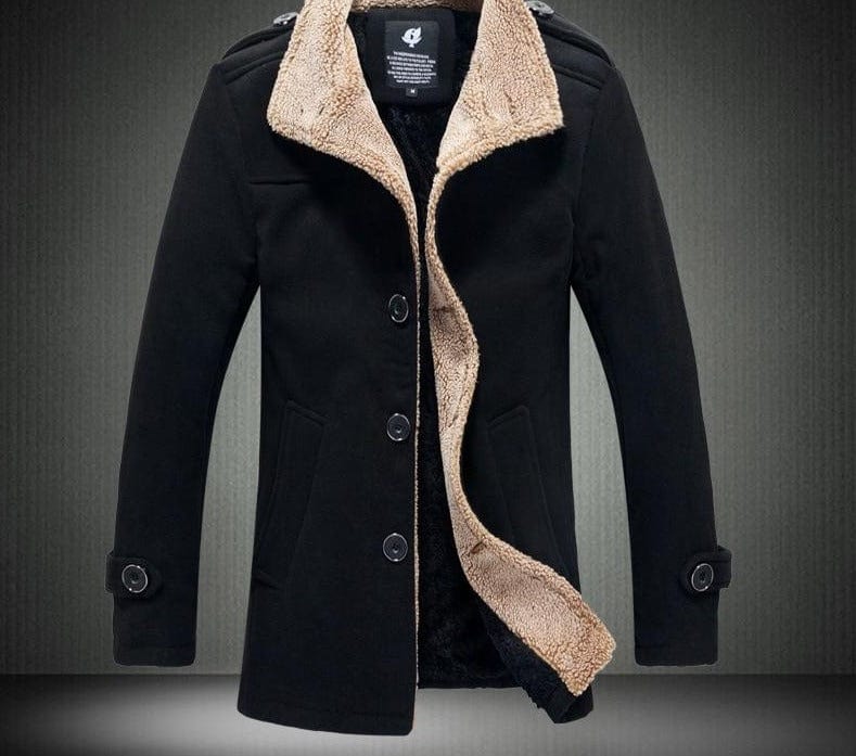 Wool Blend Fur Collar Outerwear