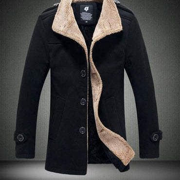 Wool Blend Fur Collar Outerwear