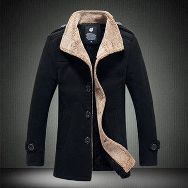 Wool Blend Fur Collar Outerwear