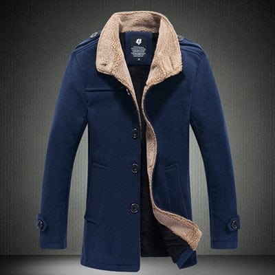 Wool Blend Fur Collar Outerwear