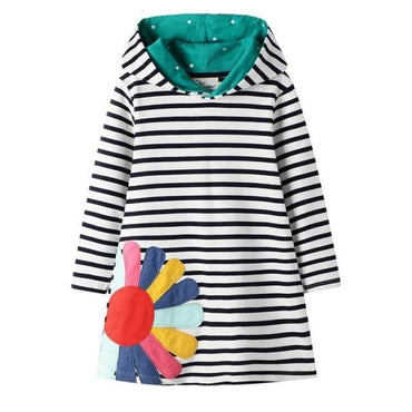 Rainbow Embroidery Girls Hoodie Dress