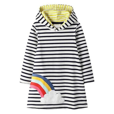 Rainbow Embroidery Girls Hoodie Dress