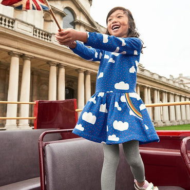 Cloud Rainbow Print Party Dress