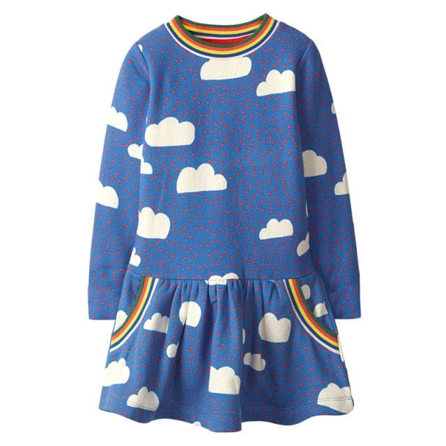 Cloud Rainbow Print Party Dress