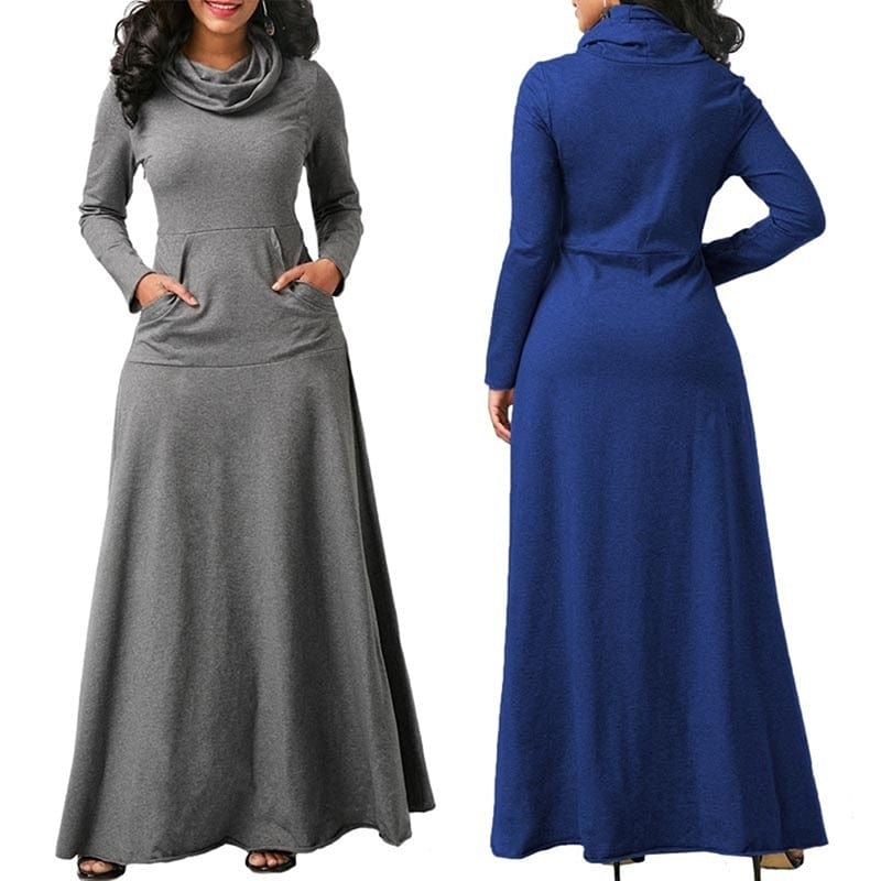 Plus Size Elegant Long Maxi Dress With Pockets