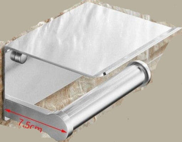 Toilet Paper Holder Black with Shelf Aluminum Bathroom Paper Towel Holder Wall Mounted Metal Roll Paper Holder Ashtray Cover - east2cart.uk