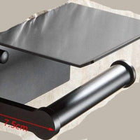 Toilet Paper Holder Black with Shelf Aluminum Bathroom Paper Towel Holder Wall Mounted Metal Roll Paper Holder Ashtray Cover - east2cart.uk