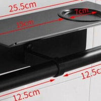 Toilet Paper Holder Black with Shelf Aluminum Bathroom Paper Towel Holder Wall Mounted Metal Roll Paper Holder Ashtray Cover - east2cart.uk