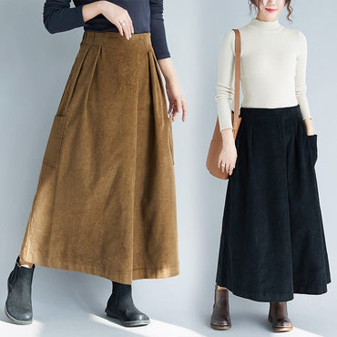 Retro Corduroy Pleated Skirt