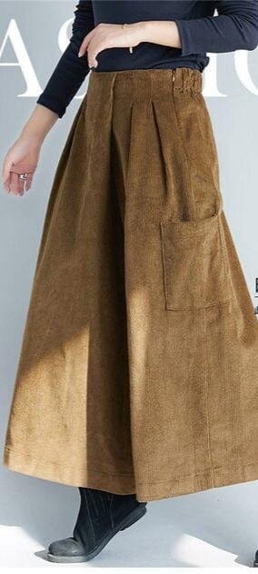 Retro Corduroy Pleated Skirt