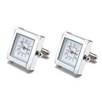 Lepton Functional Watch Cufflinks For Men Square Real Clock Cuff links With Battery Digital Mens Watch Cufflink Relojes gemelos - east2cart.uk