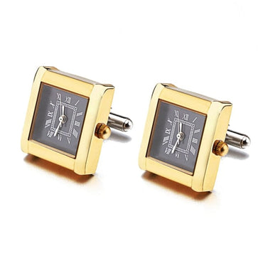 Lepton Functional Watch Cufflinks For Men Square Real Clock Cuff links With Battery Digital Mens Watch Cufflink Relojes gemelos - east2cart.uk