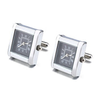 Lepton Functional Watch Cufflinks For Men Square Real Clock Cuff links With Battery Digital Mens Watch Cufflink Relojes gemelos - east2cart.uk