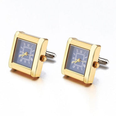 Lepton Functional Watch Cufflinks For Men Square Real Clock Cuff links With Battery Digital Mens Watch Cufflink Relojes gemelos - east2cart.uk