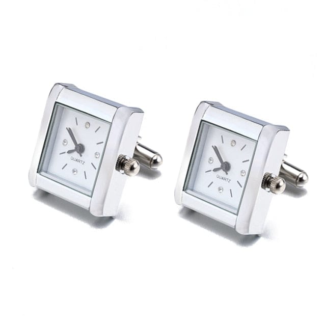 Lepton Functional Watch Cufflinks For Men Square Real Clock Cuff links With Battery Digital Mens Watch Cufflink Relojes gemelos - east2cart.uk