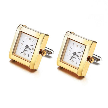 Lepton Functional Watch Cufflinks For Men Square Real Clock Cuff links With Battery Digital Mens Watch Cufflink Relojes gemelos - east2cart.uk