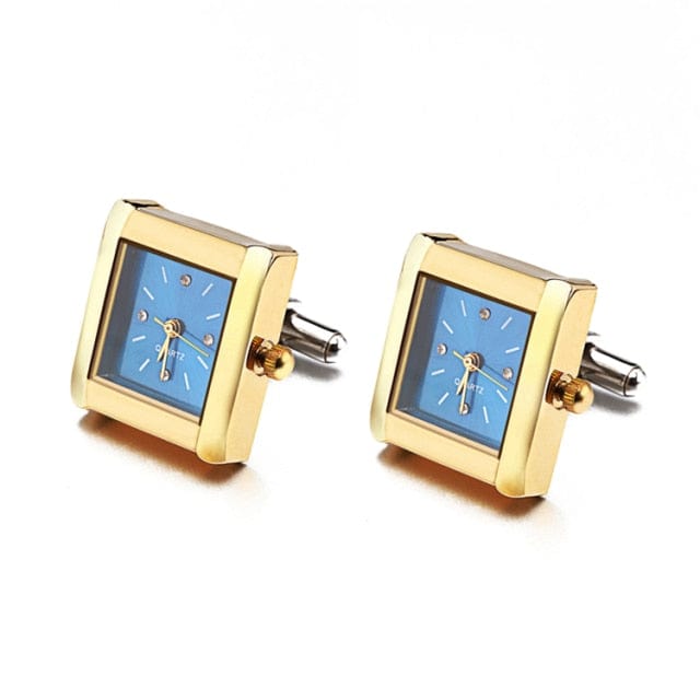 Lepton Functional Watch Cufflinks For Men Square Real Clock Cuff links With Battery Digital Mens Watch Cufflink Relojes gemelos - east2cart.uk