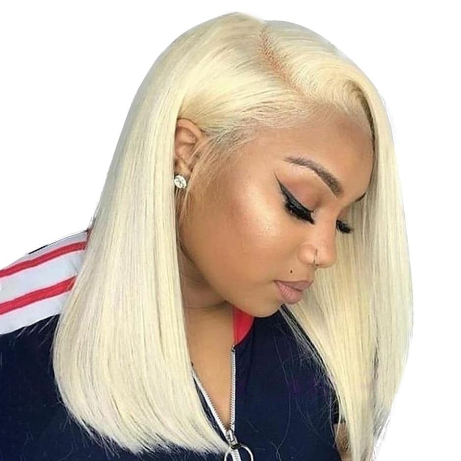 Straight Bob Malaysian Blonde Lace Front Wig - east2cart.uk