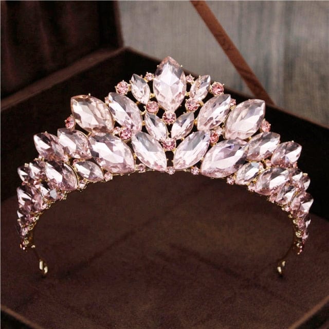 Luxury Princess Headdress Bride Tiara Crown Red Crystal Headbands Prom Party Wedding Accessories Bridal Hair Jewelry ornaments - east2cart.uk