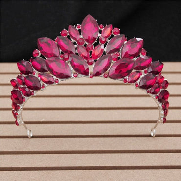 Luxury Princess Headdress Bride Tiara Crown Red Crystal Headbands Prom Party Wedding Accessories Bridal Hair Jewelry ornaments - east2cart.uk