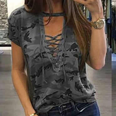 Camouflage Print Loose Top