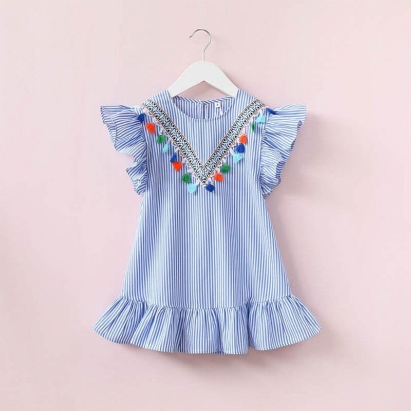 Mother and daughter Stripe Tassel Mini Dress