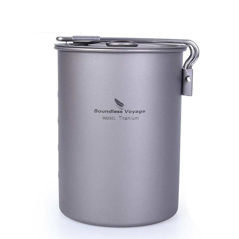 Camping Titanium Pot with Folding Lid Handle - east2cart.uk