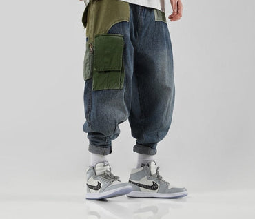 Color Block Loose Denim Jeans