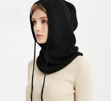 Winter Knitted Bonnet Mask Hat