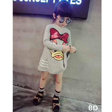 Girls long-sleeve cartoon loose dress