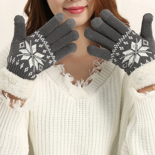 Two Layer Snowflake Winter Gloves