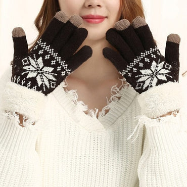 Two Layer Snowflake Winter Gloves