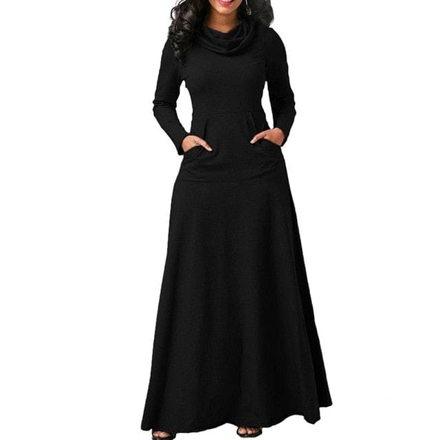 Plus Size Elegant Long Maxi Dress With Pockets