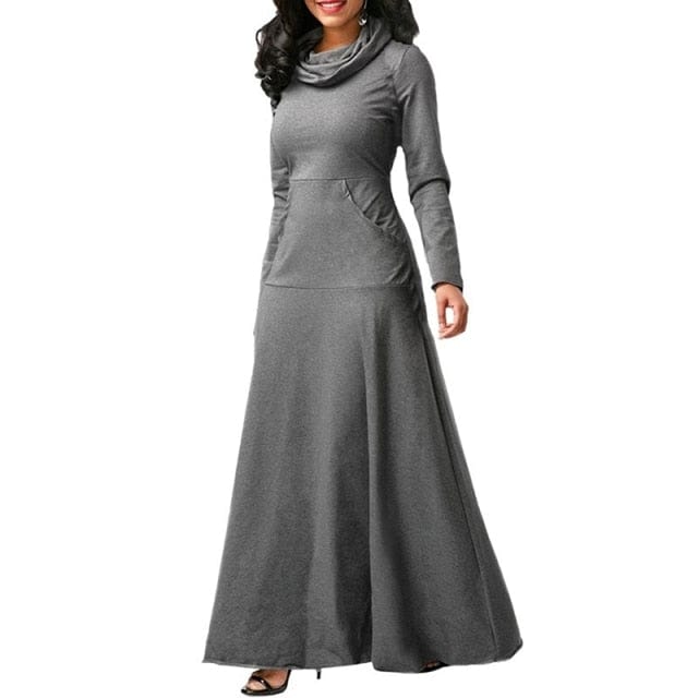 Plus Size Elegant Long Maxi Dress With Pockets