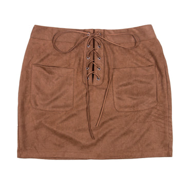 Suede Bandage Mini Skirt