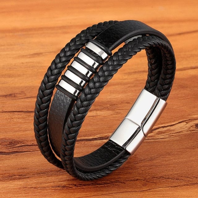 Men's Magnetic Black Leather Bracelet - east2cart.uk