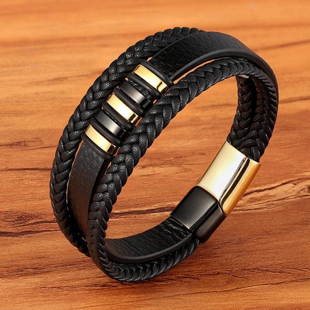 Men's Magnetic Black Leather Bracelet - east2cart.uk