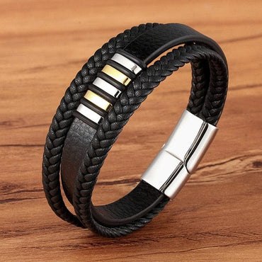 Men's Magnetic Black Leather Bracelet - east2cart.uk