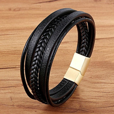 Men's Magnetic Black Leather Bracelet - east2cart.uk