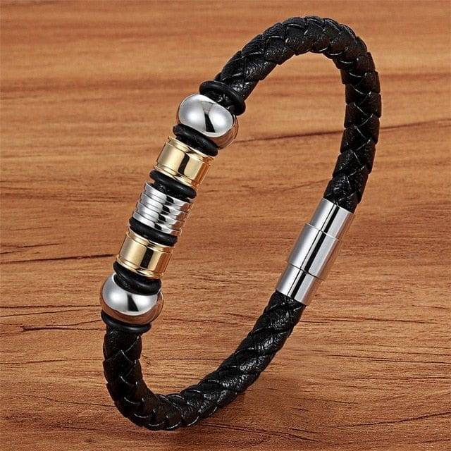 Men's Magnetic Black Leather Bracelet - east2cart.uk